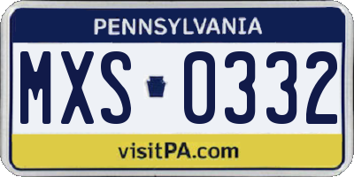 PA license plate MXS0332