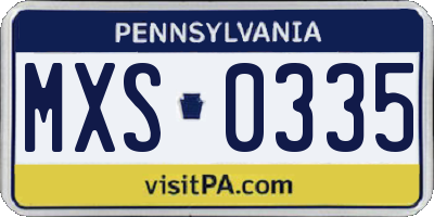 PA license plate MXS0335