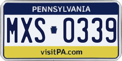 PA license plate MXS0339