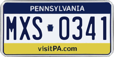 PA license plate MXS0341