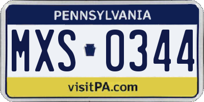 PA license plate MXS0344