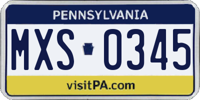 PA license plate MXS0345