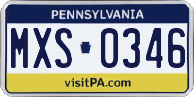 PA license plate MXS0346