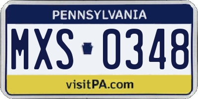 PA license plate MXS0348