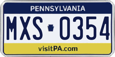 PA license plate MXS0354