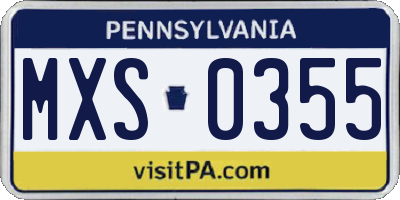 PA license plate MXS0355