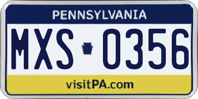 PA license plate MXS0356