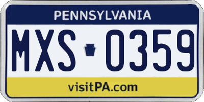 PA license plate MXS0359