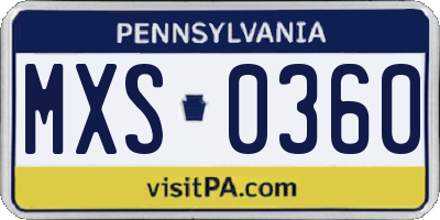PA license plate MXS0360