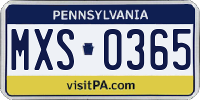 PA license plate MXS0365
