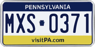 PA license plate MXS0371