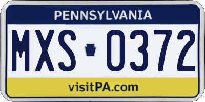 PA license plate MXS0372