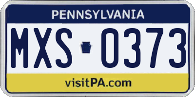 PA license plate MXS0373