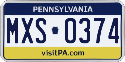 PA license plate MXS0374