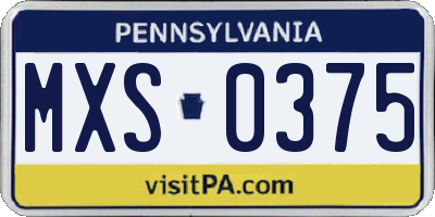 PA license plate MXS0375