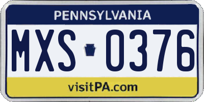 PA license plate MXS0376
