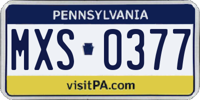 PA license plate MXS0377