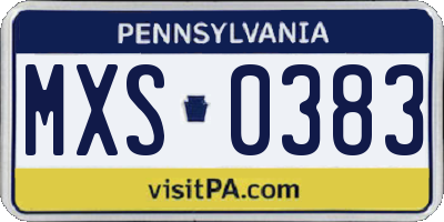 PA license plate MXS0383
