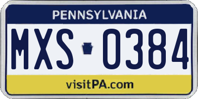 PA license plate MXS0384