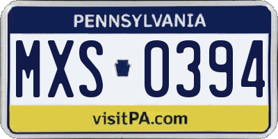 PA license plate MXS0394