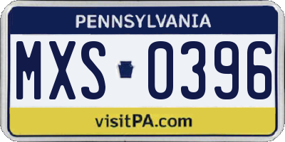PA license plate MXS0396