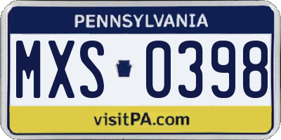 PA license plate MXS0398