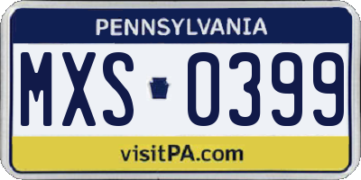 PA license plate MXS0399