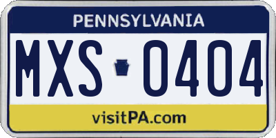 PA license plate MXS0404