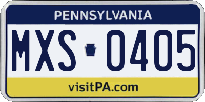 PA license plate MXS0405
