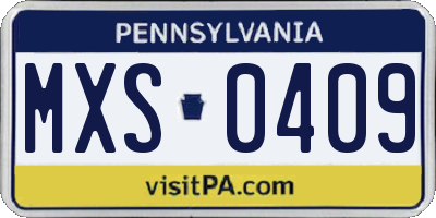 PA license plate MXS0409