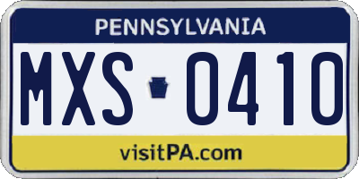 PA license plate MXS0410