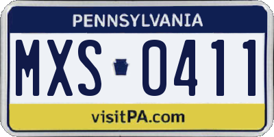 PA license plate MXS0411
