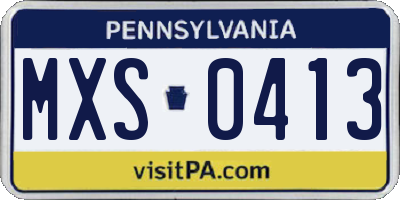 PA license plate MXS0413