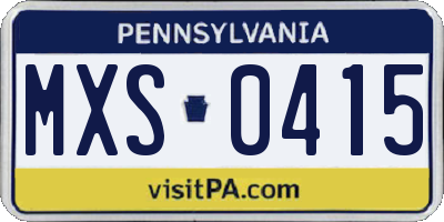 PA license plate MXS0415