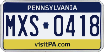 PA license plate MXS0418