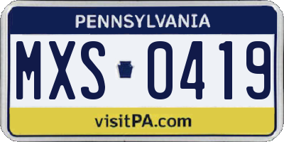 PA license plate MXS0419
