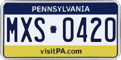PA license plate MXS0420