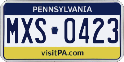 PA license plate MXS0423
