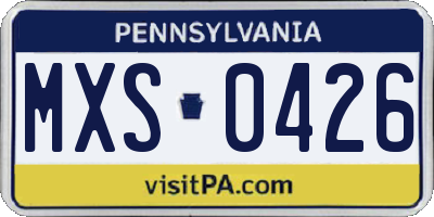 PA license plate MXS0426