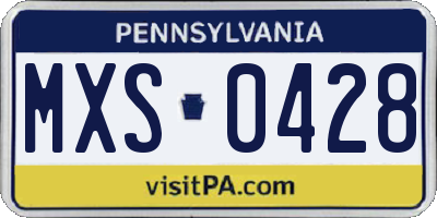 PA license plate MXS0428