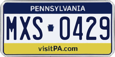 PA license plate MXS0429