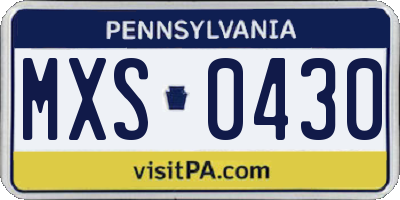 PA license plate MXS0430