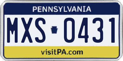 PA license plate MXS0431