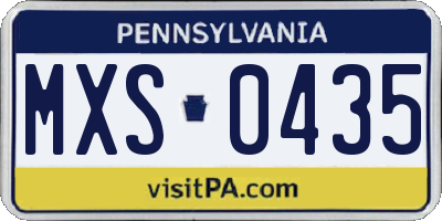 PA license plate MXS0435