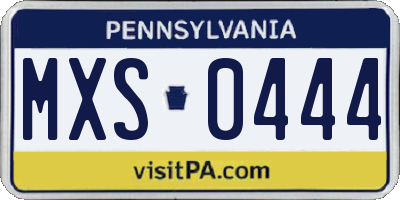 PA license plate MXS0444