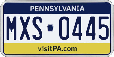 PA license plate MXS0445