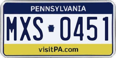 PA license plate MXS0451