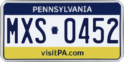 PA license plate MXS0452