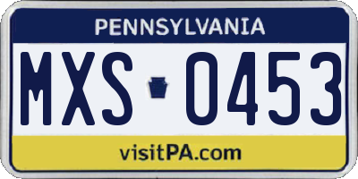 PA license plate MXS0453