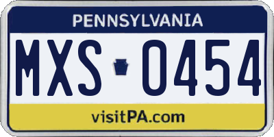 PA license plate MXS0454